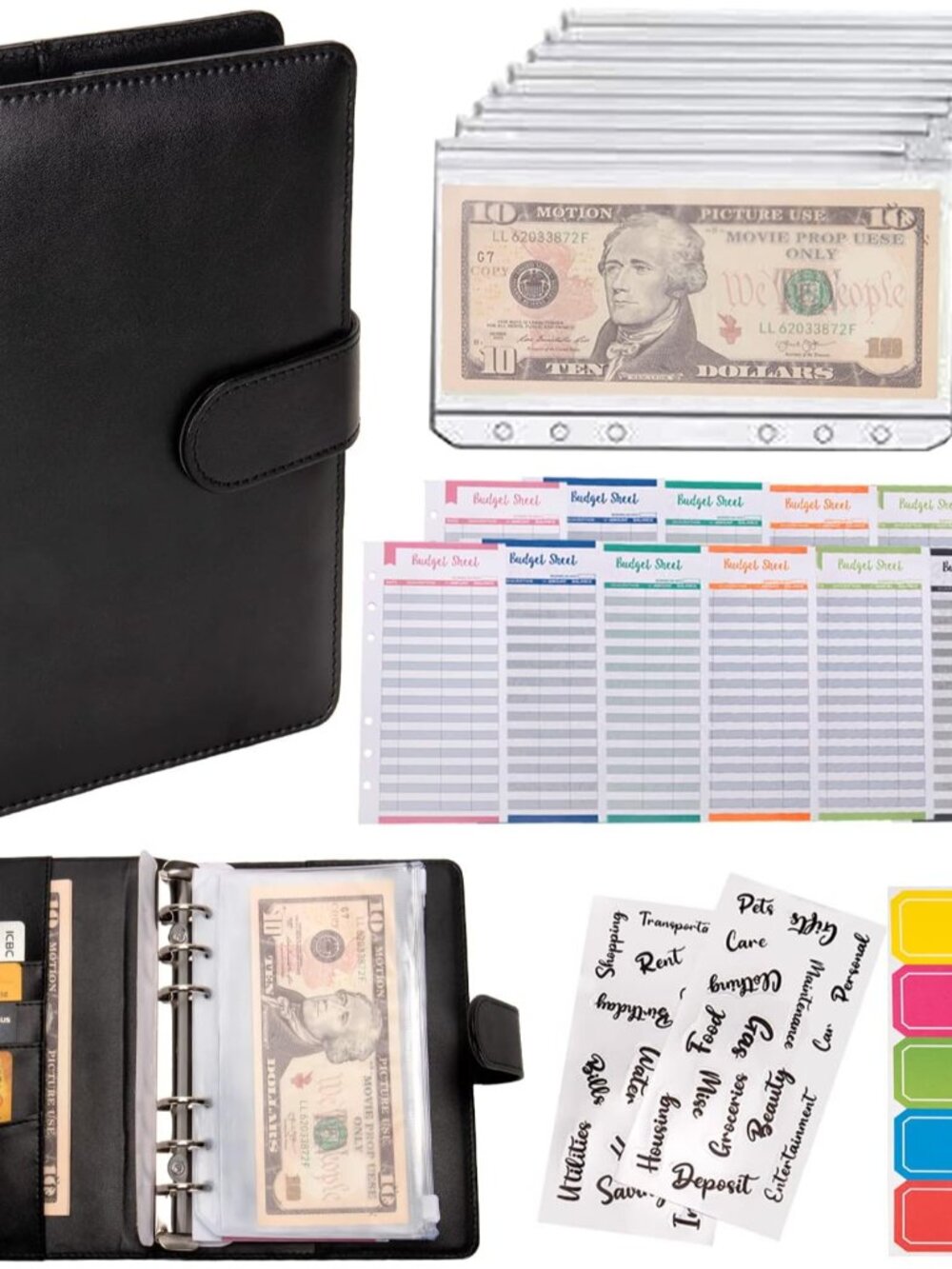 Budget Binder A6 Money Saving Binder with Zipper Cash Envelopes
